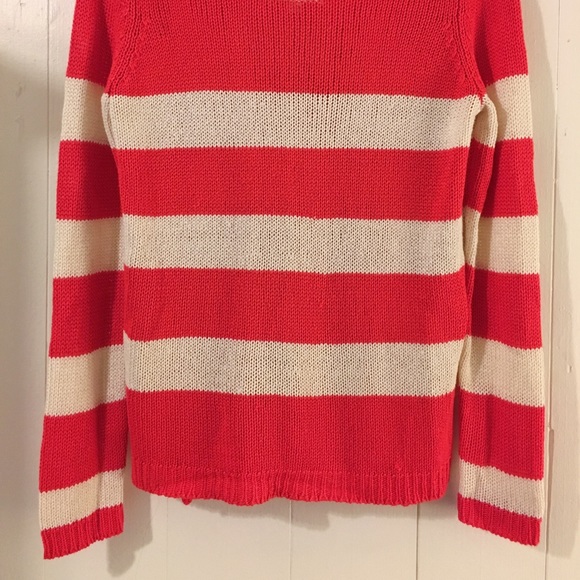 Red Cream Striped Sweater - Picture 2 of 6
